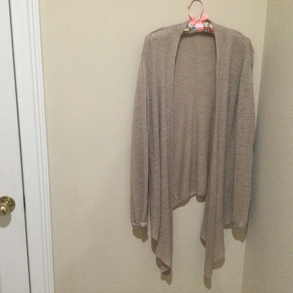 Drape cardigan sweater from Chico’s. Size large. Beige/Gold. - Picture 1 of 4